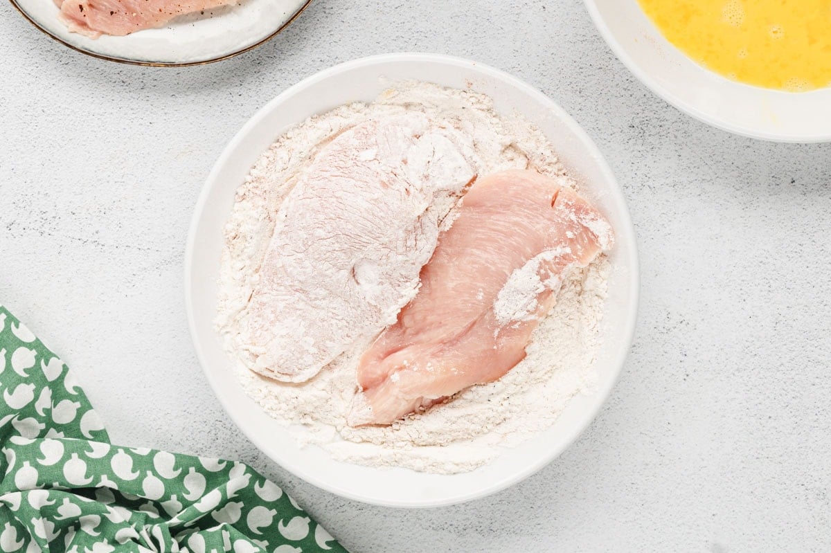 chicken breast dredged in flour.