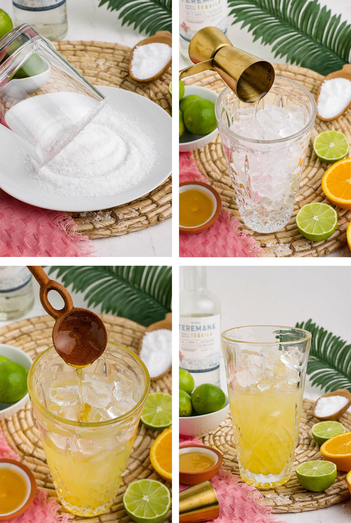 Images showing the steps for making a skinny margaritas.