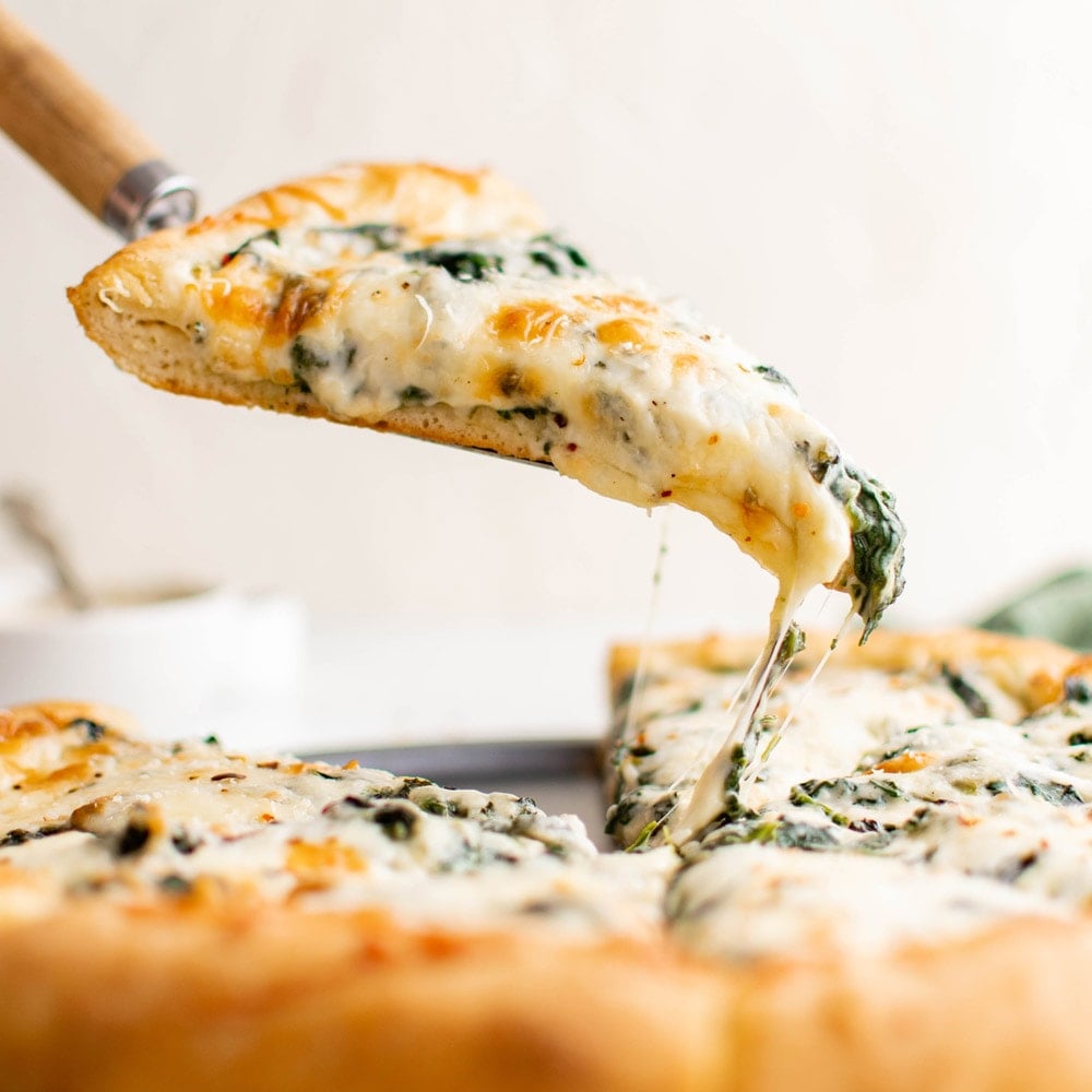 Spinach Alfredo Pizza