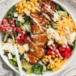 crispy chicken salad in a bowl.