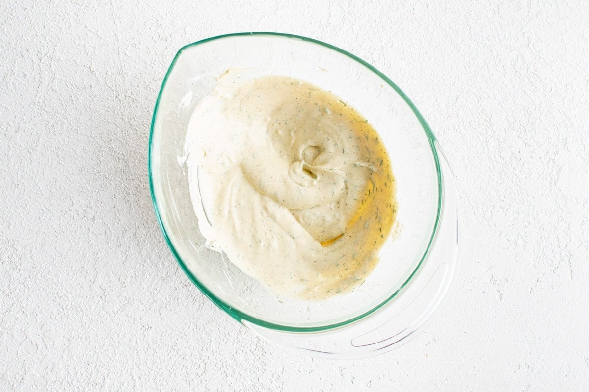 Mayonnaise based dressing for pasta salad.