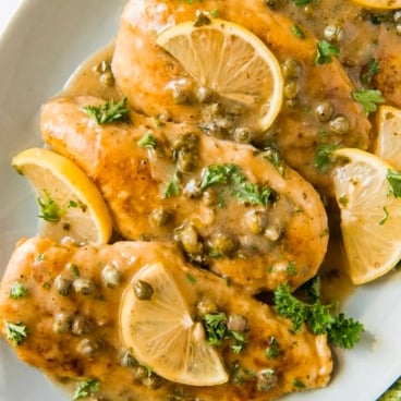 chicken with sauce and capers.