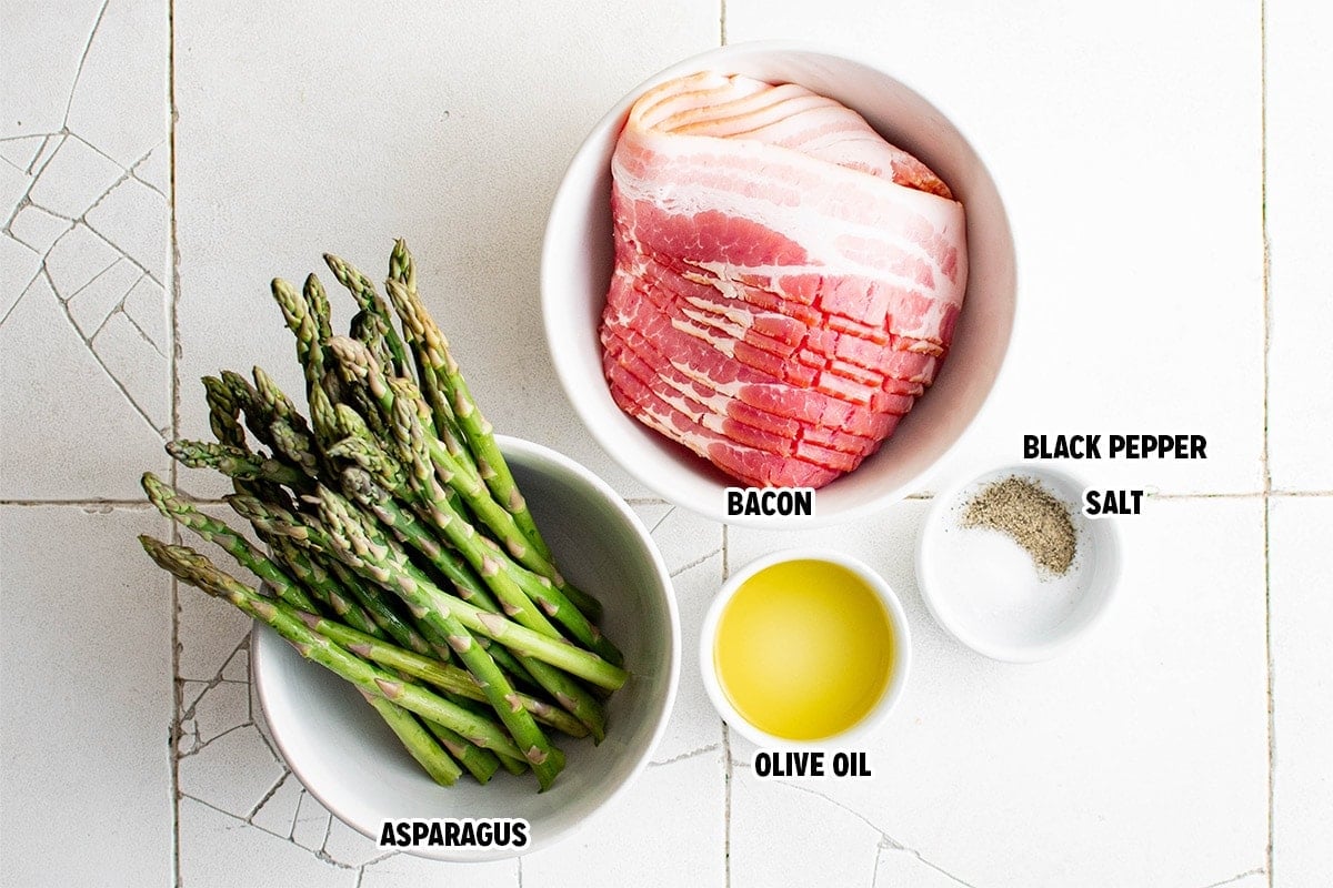 Ingredients for Bacon Wrapped Asparagus on a table