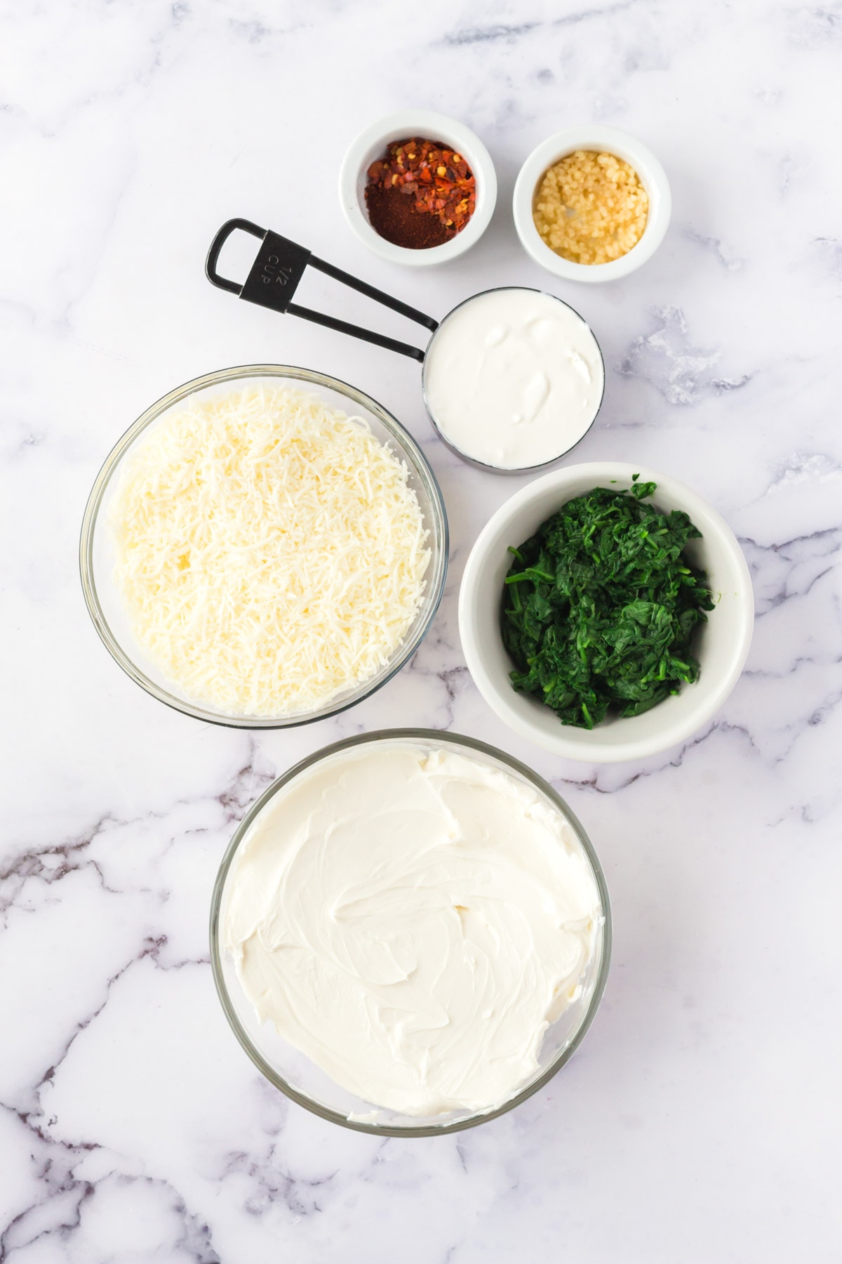 ingredients for spinach dip