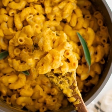 Pumpkin mac and cheese social media image.