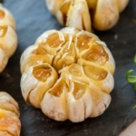 Head of roasted garlic.