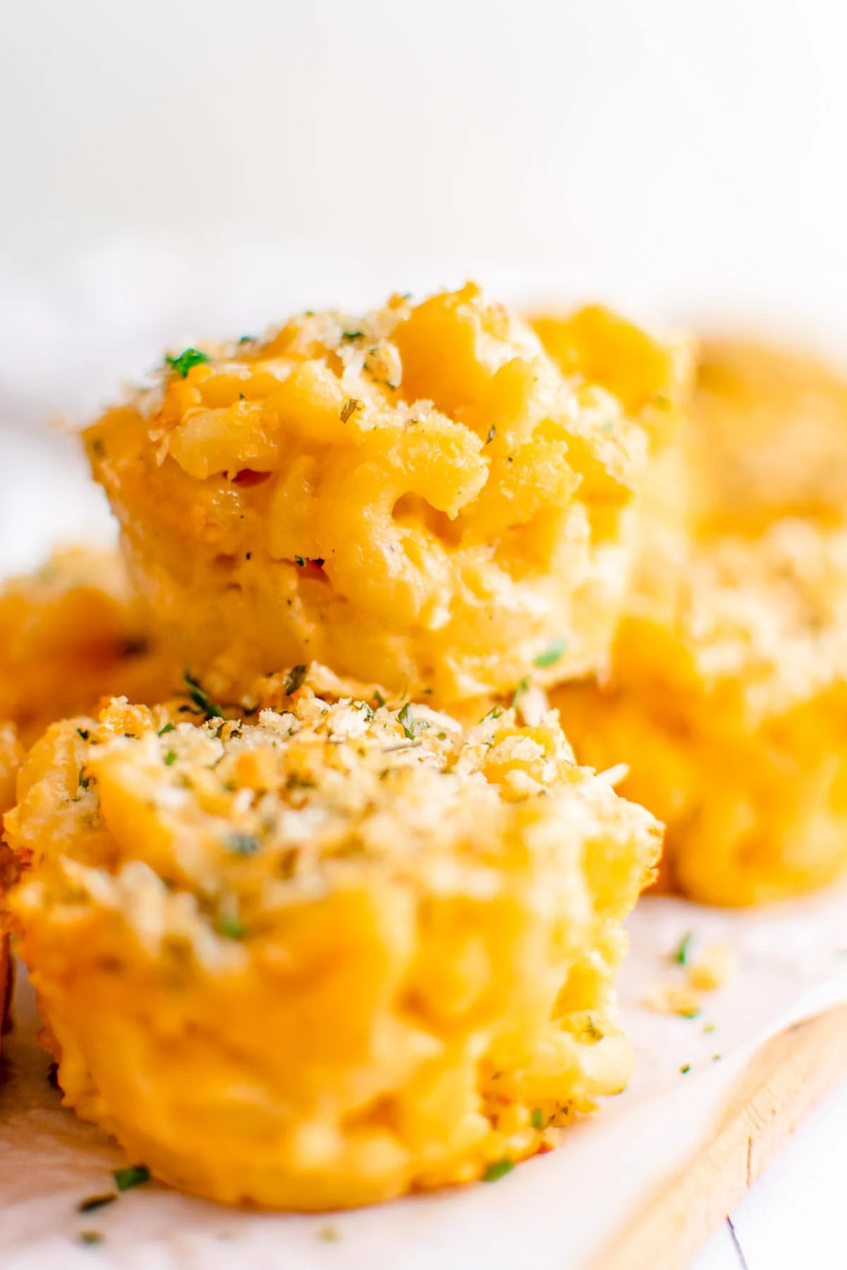 2 mac and cheese bites stacked
