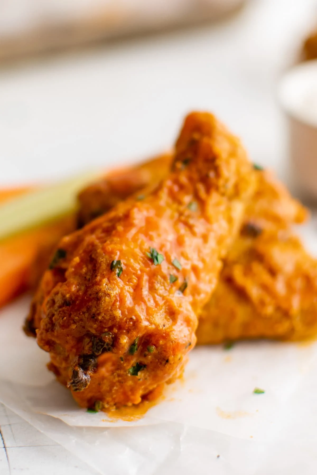 close up of buffalo wings