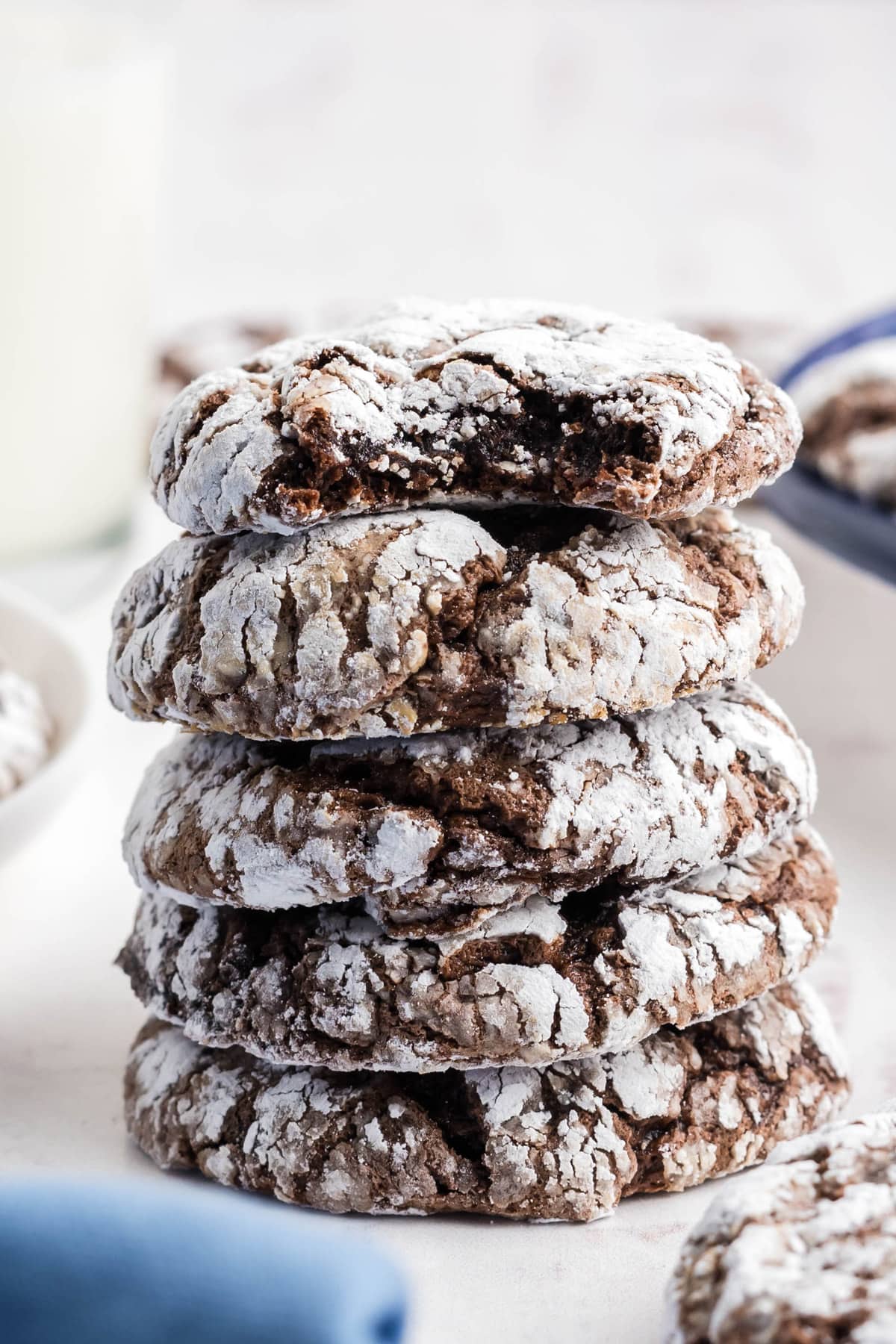 Stack of Chocolate Cool Whip Cookies.