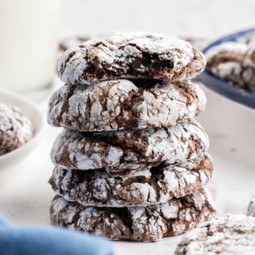 Stacked chocolate cool whip cookies.