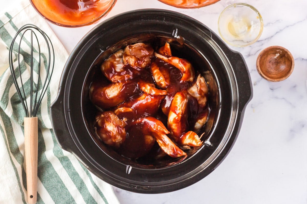 cooked chicken wings in crockpot