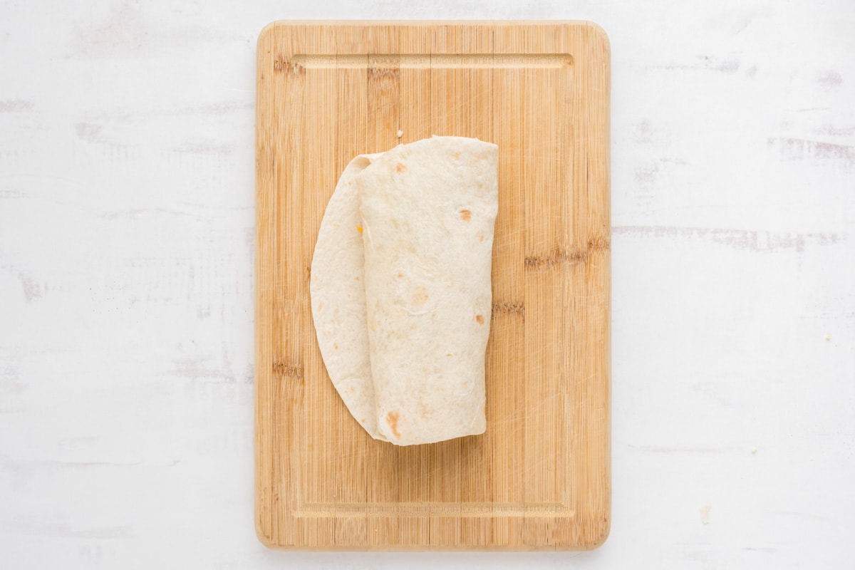 A tortilla wrapped like a burrito.