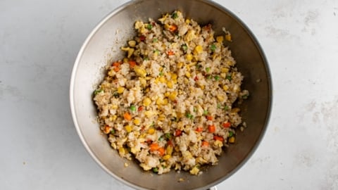 Fried rice in a wok.