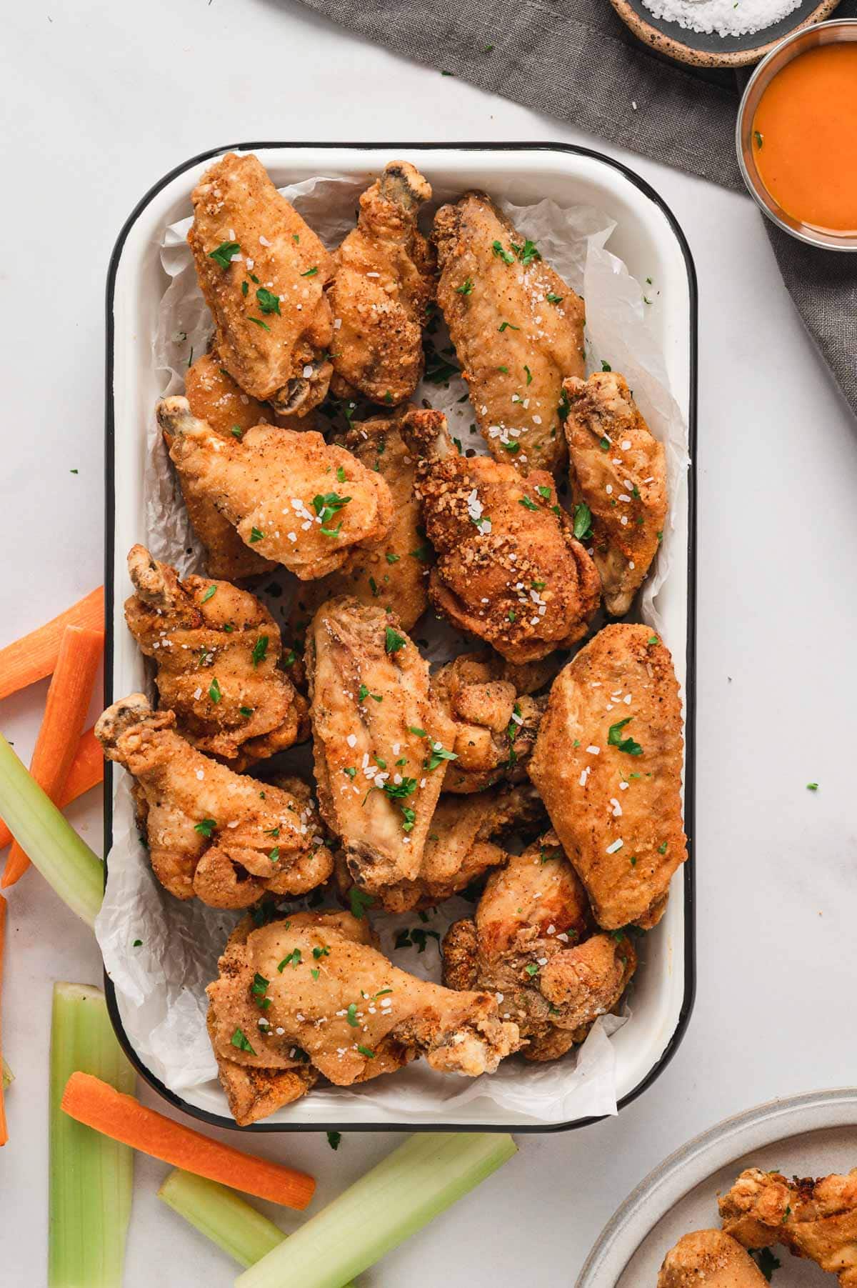 A platter of chicken wings.