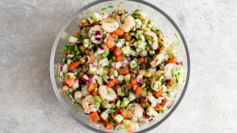 Mixed vegetables for mexican shrimp cocktail.