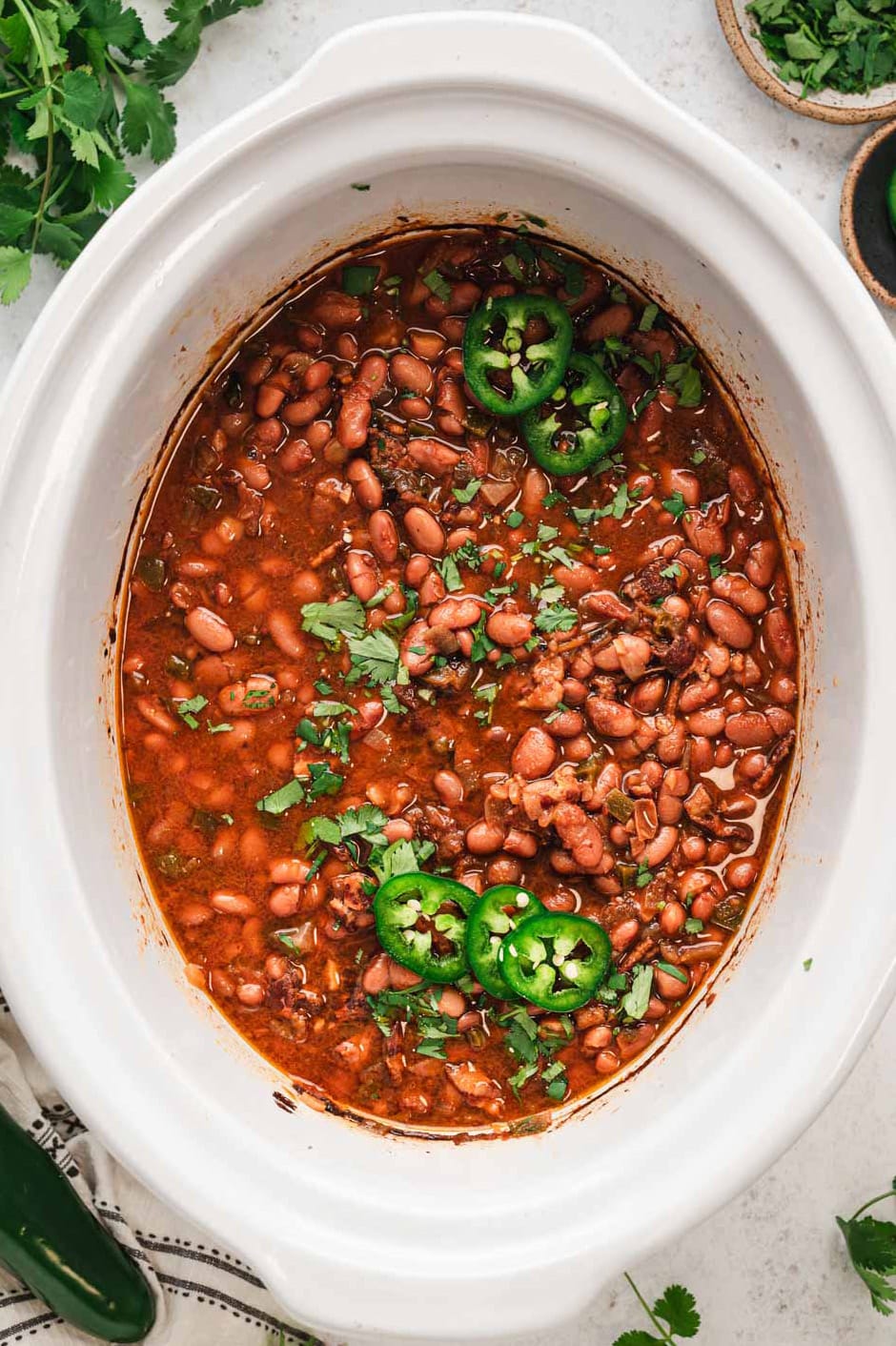 Mexican beans in a slow cooker.