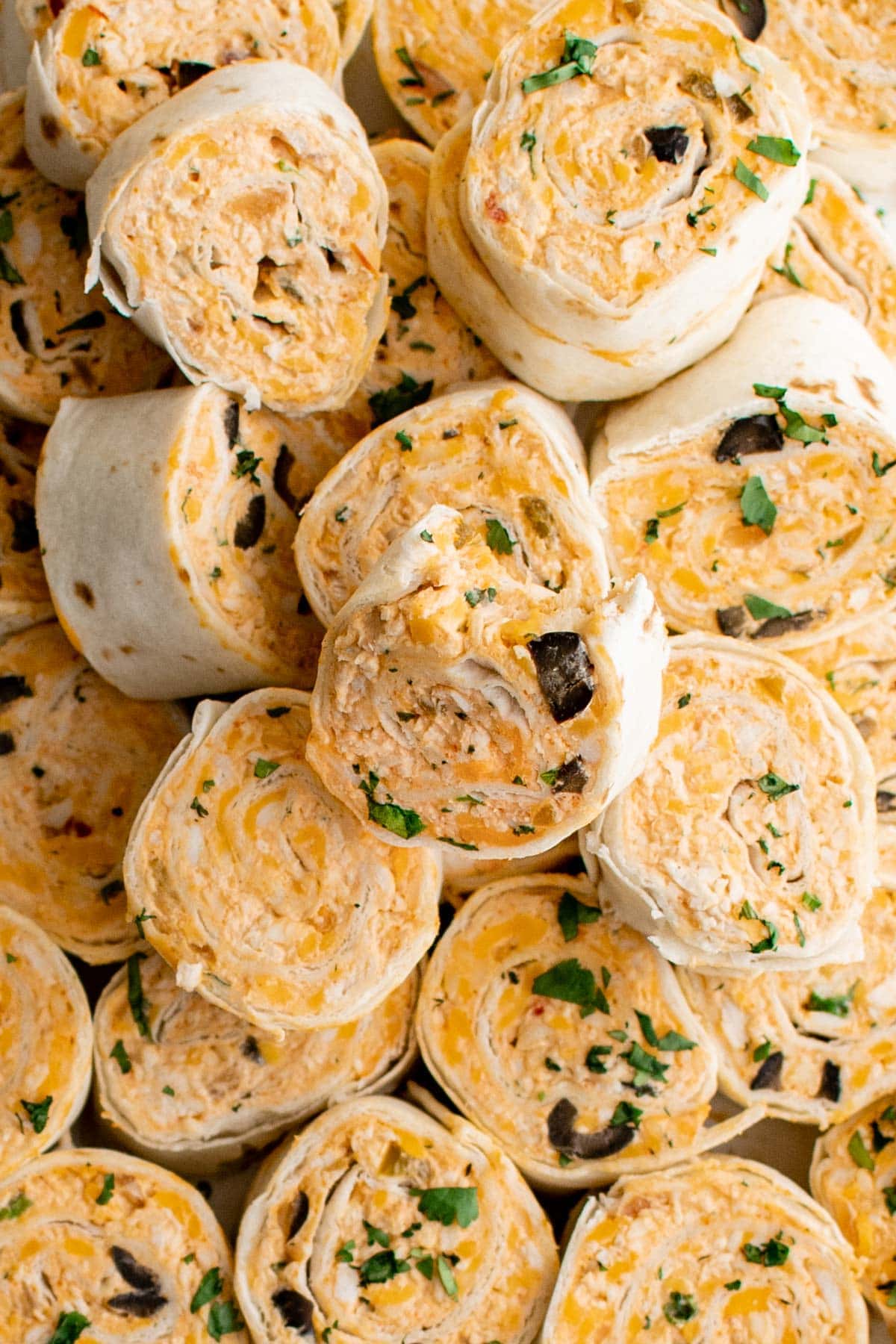 stacks of mexican flavored tortilla pinwheels