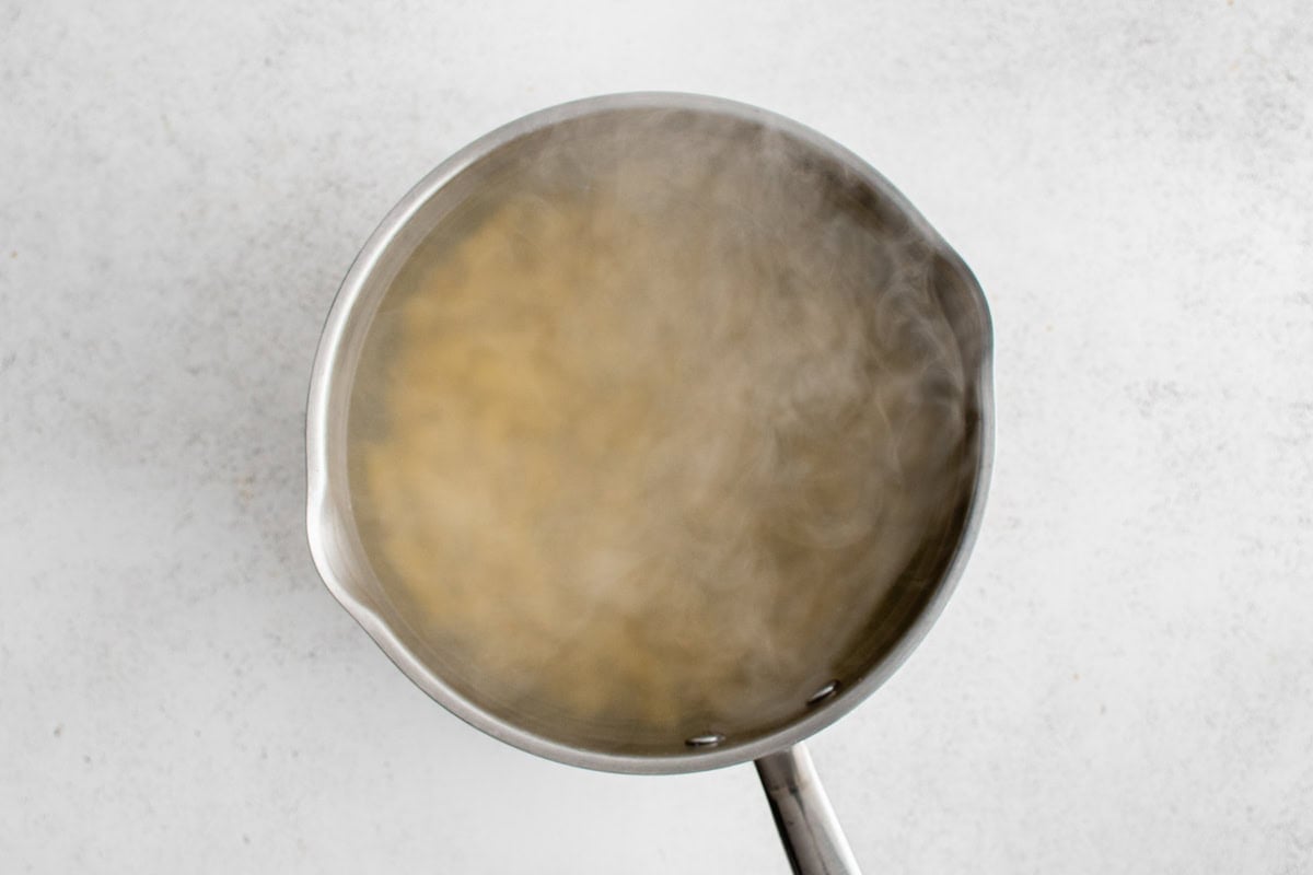 Boiling water in a pot.