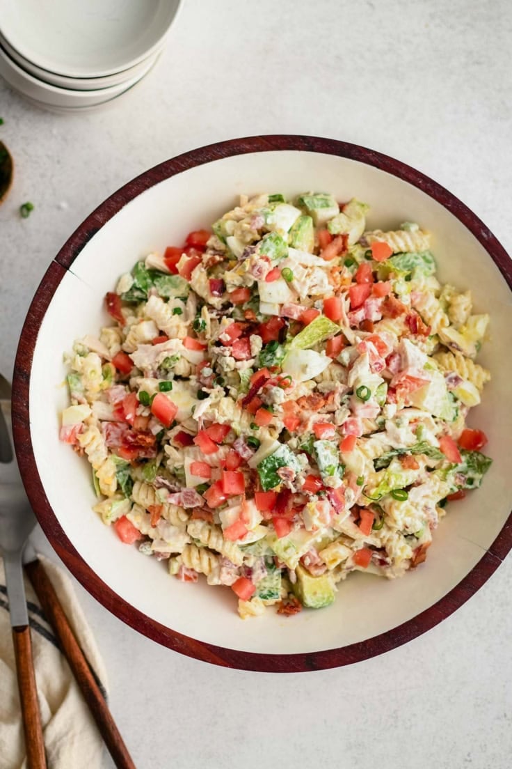 Creamy Chicken Cobb Pasta Salad - Yellow Bliss Road