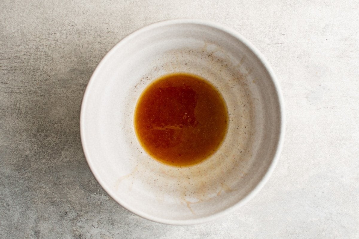 Red wine vinaigrette in a bowl.