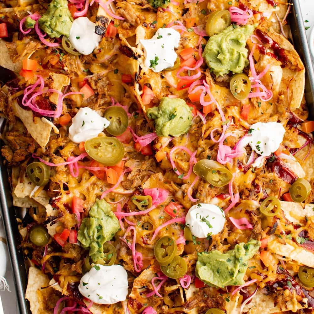 BBQ Pulled Pork Nachos with cheese