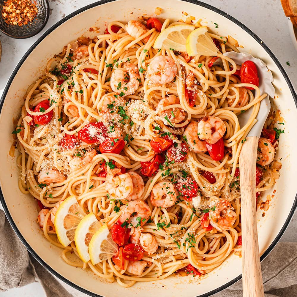 Garlic Shrimp & Tomato Pasta
