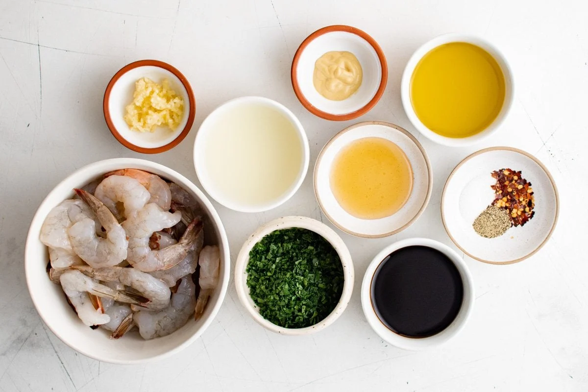 Ingredients for marinating shrimp.
