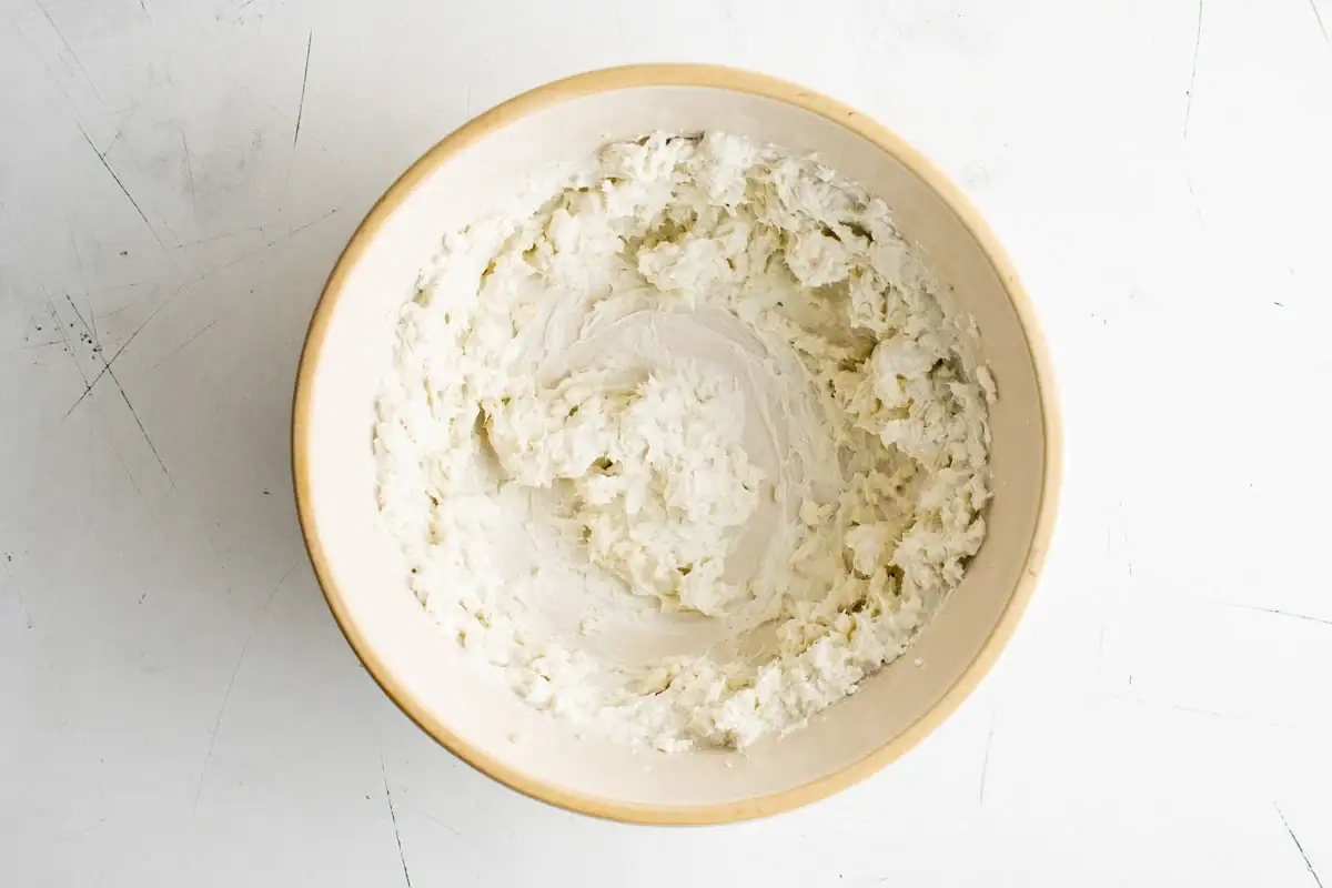 Blue cheese mixture in a bowl.
