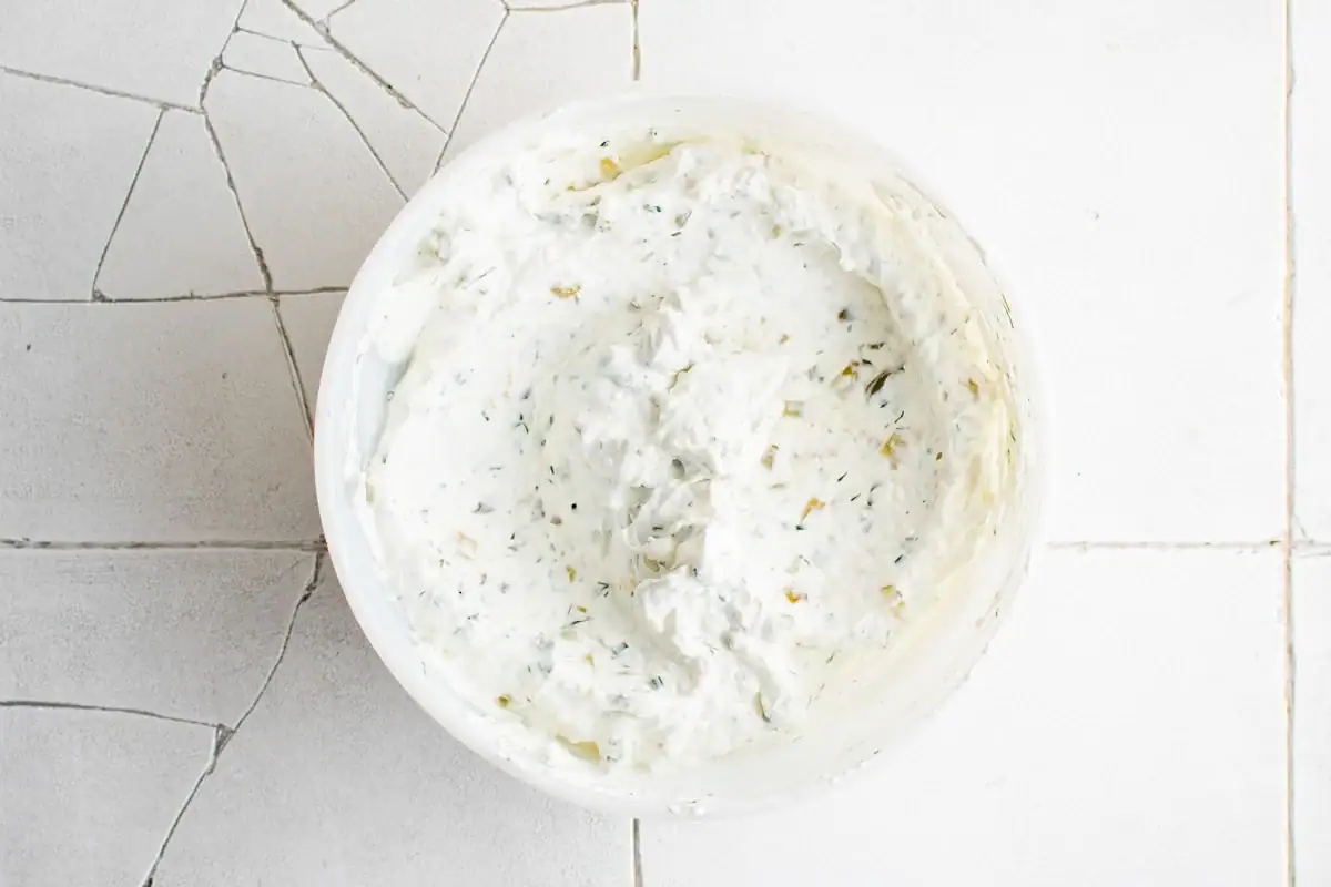 Mixed together dill pickle and ranch dip.