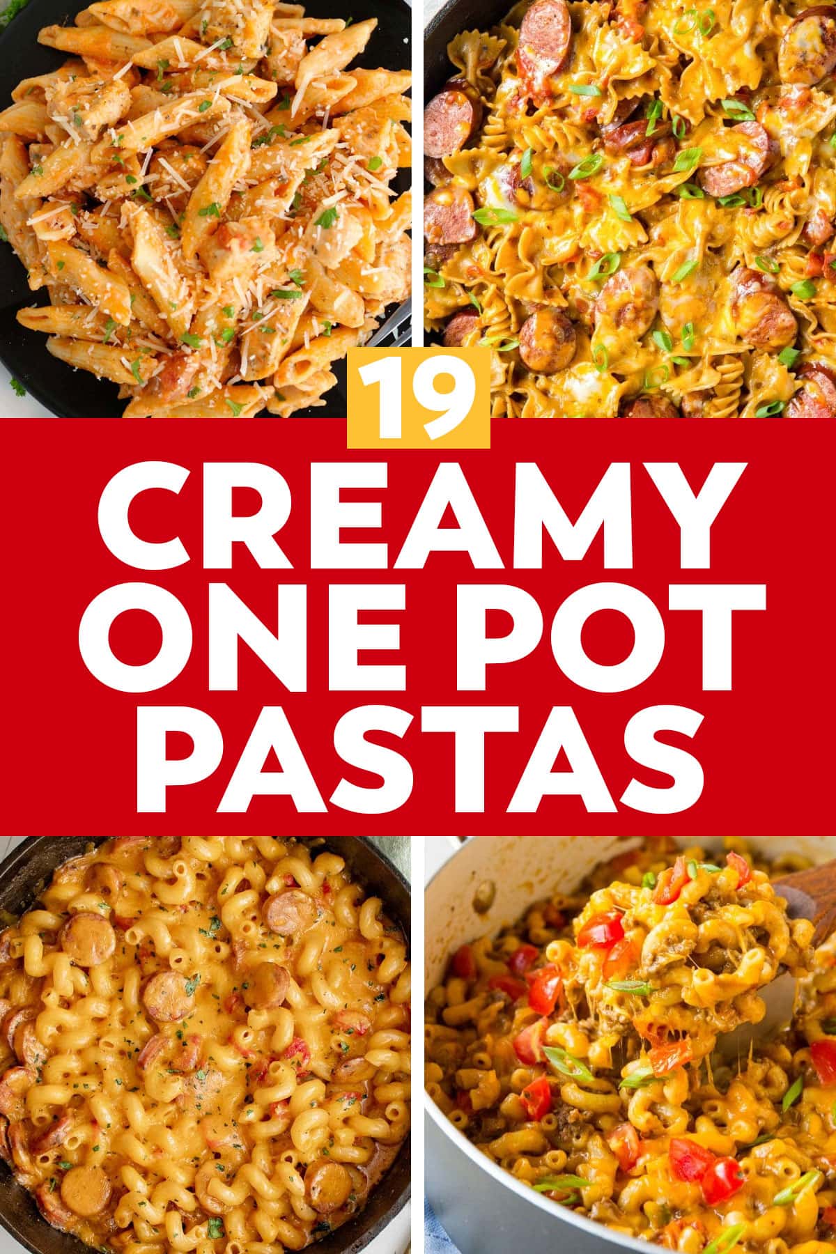 Creamy one pot pasta recipe collage