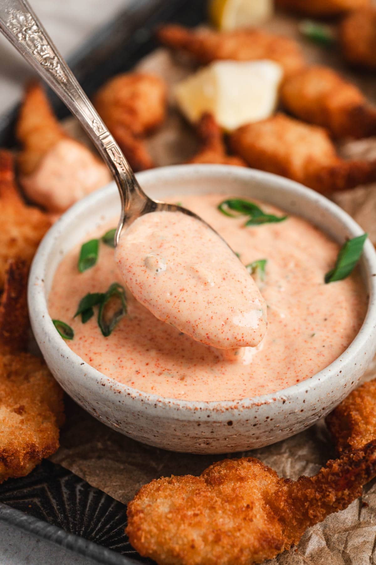 Spoonful of remoulade sauce.