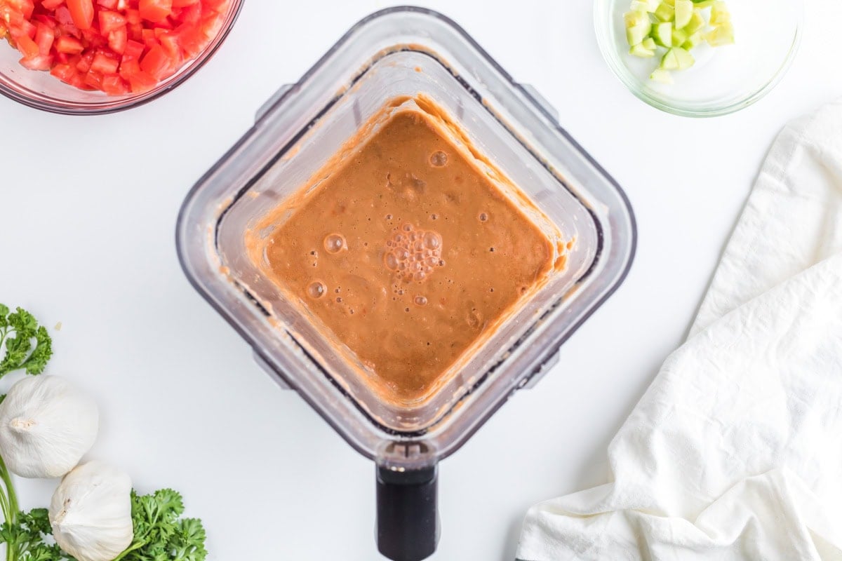 blended gazpacho in a blender