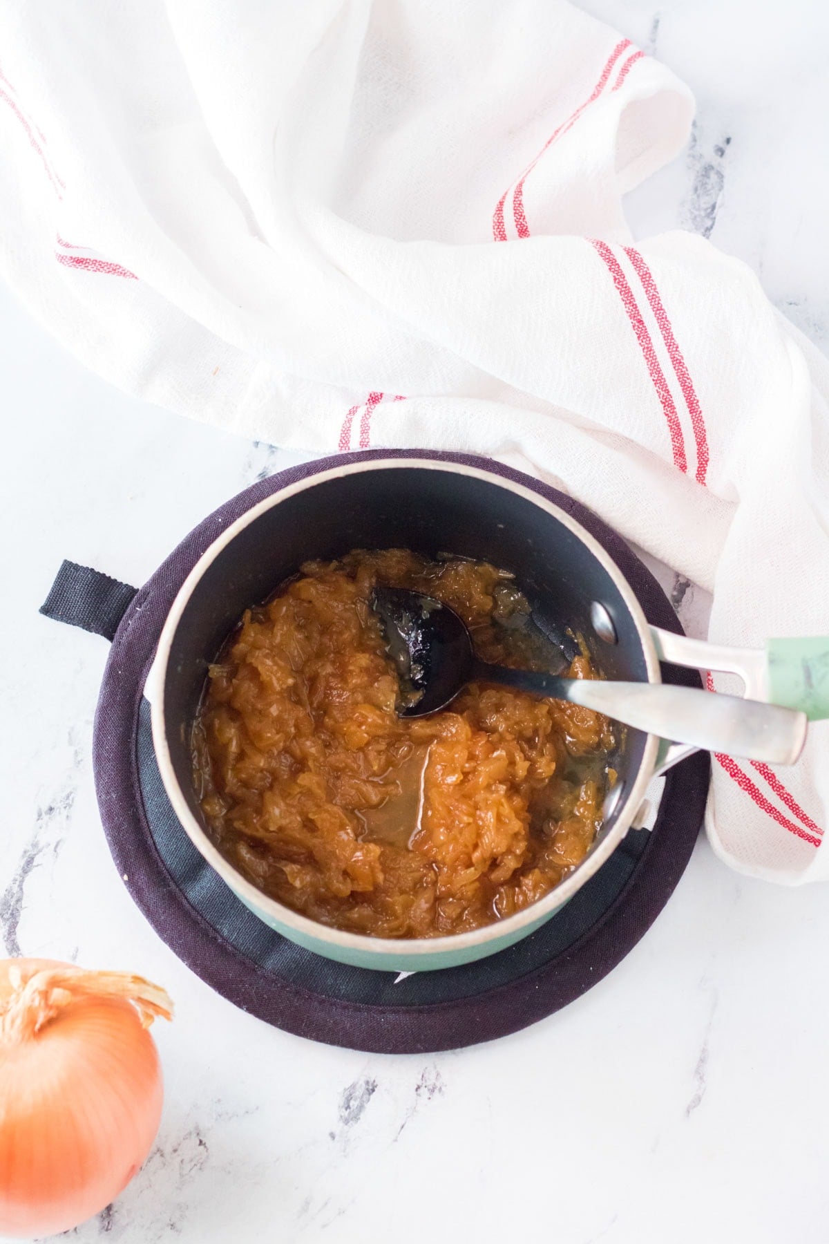 Caramelized onions in a pot